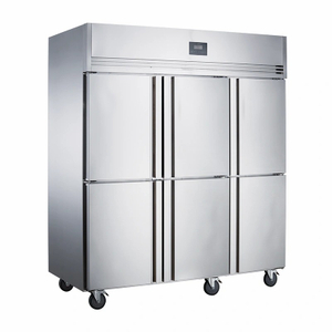 -15~-5℃ Refrigerador comercial de refrigeración estática, refrigerador vertical de 6 puertas sólidas